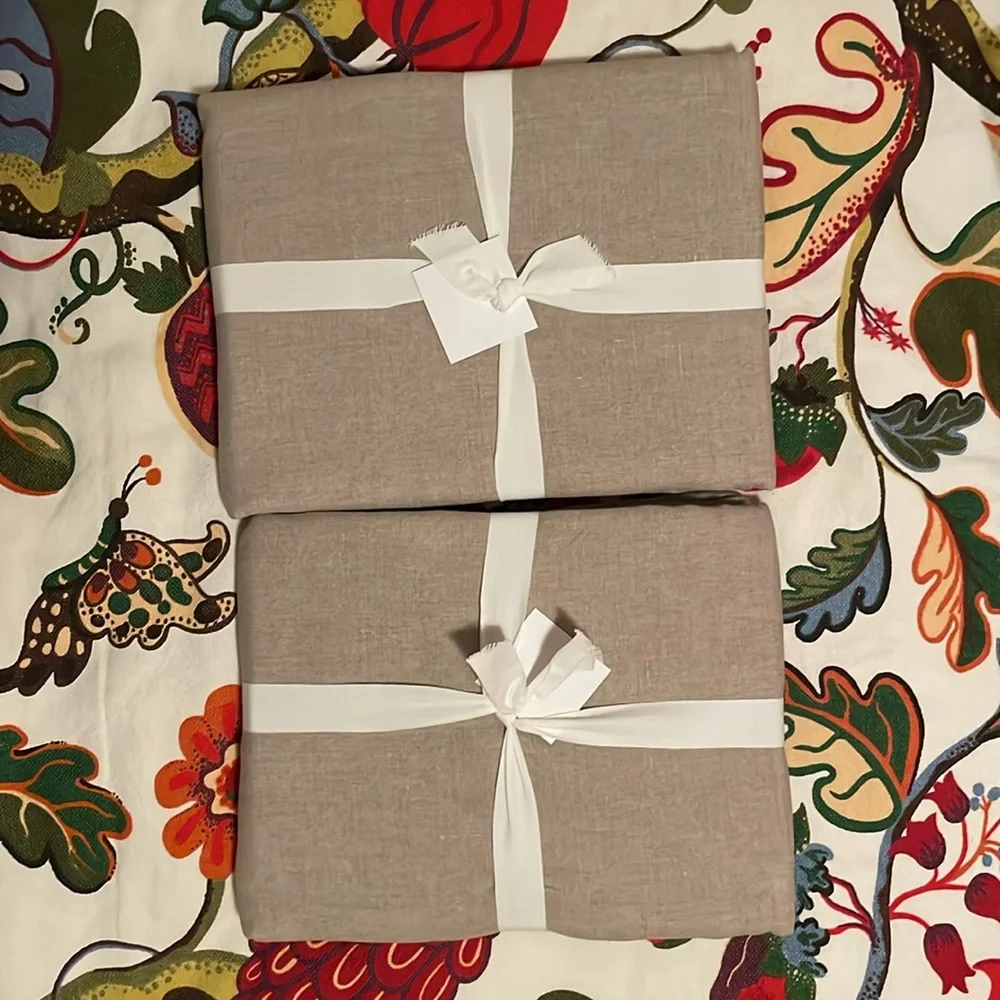 NWT (2) Pottery Barn Dark Flax 30x90 Curtains